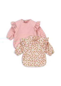 Konges Sløjd Dinner Bib With Sleeves And Frill 2-Pak Kaluka/Bridal Rose 6-12 mdr.